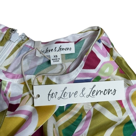 For Love & Lemons Colorful Thora Long Sleeve Mini Dress US XS - Picture 7 of 12